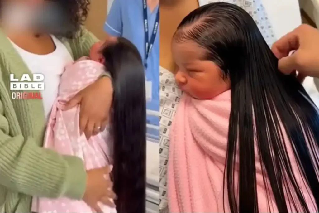 viral long haired newborn baby video fake