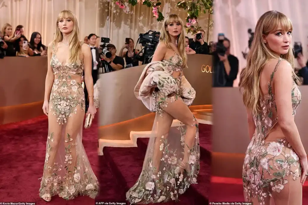 Jennifer Lawrence naked dress Golden Globes 2026