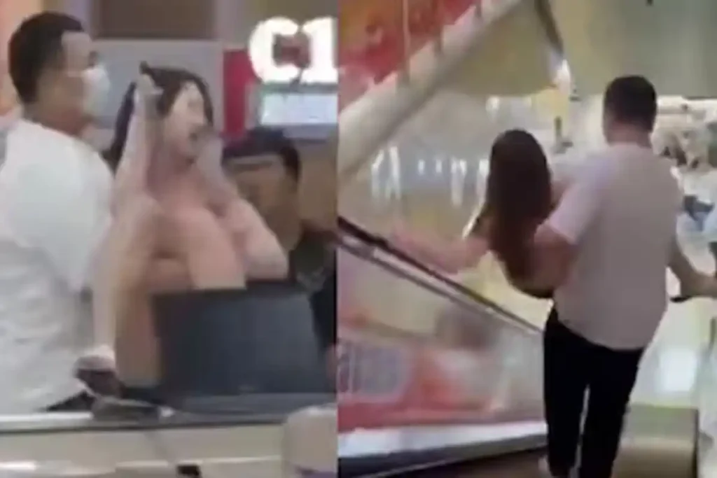man drags wife viral video
