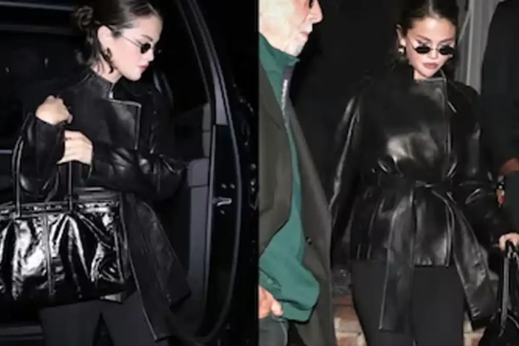 Selena Gomez Turns Heads in Head-to-Toe Black Leather Look Selena Gomez black leather outfit
